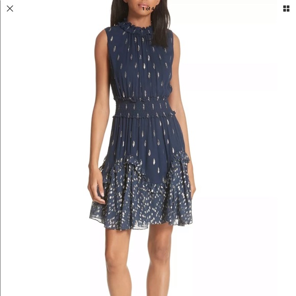 Rebecca Taylor Dresses & Skirts - NWT-Rebecca Taylor Smocked Metallic silk dress